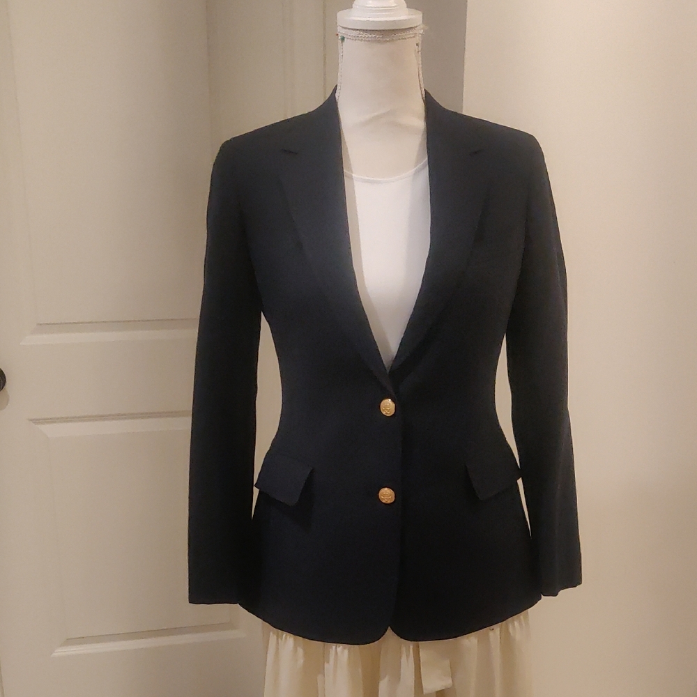 Vintage Retro Inspired Cricketeer Elegant Women's Navy Blazer Gold Buttons Y2K